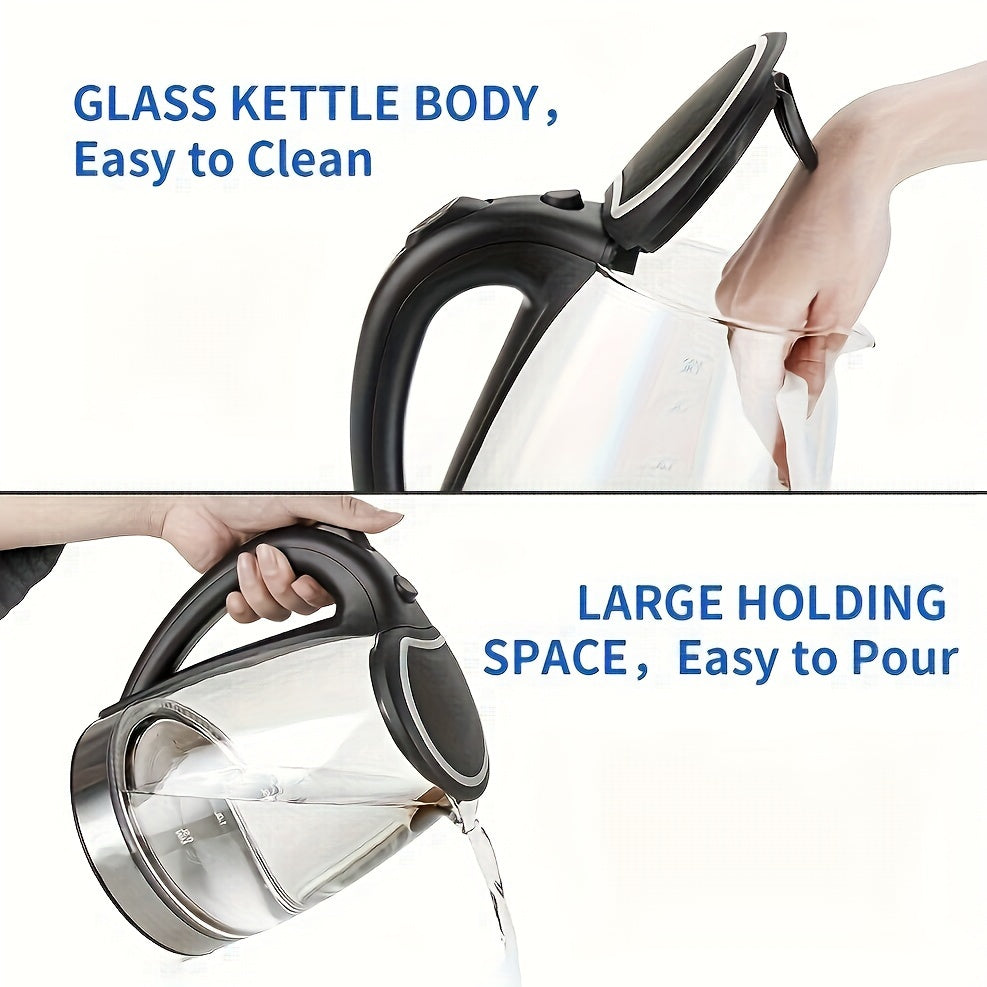 OCTAVO Electric Kettle 60.87oz Instant Hot Water Boiler with Borosilicate Glass, Auto Shut-Off & Cool-Touch Handle, Boil-Dry Protection Suitable for Coffee & Tea Maker, Plug, for, for Coffee Pot, for Tea Boiler, Instant Heater