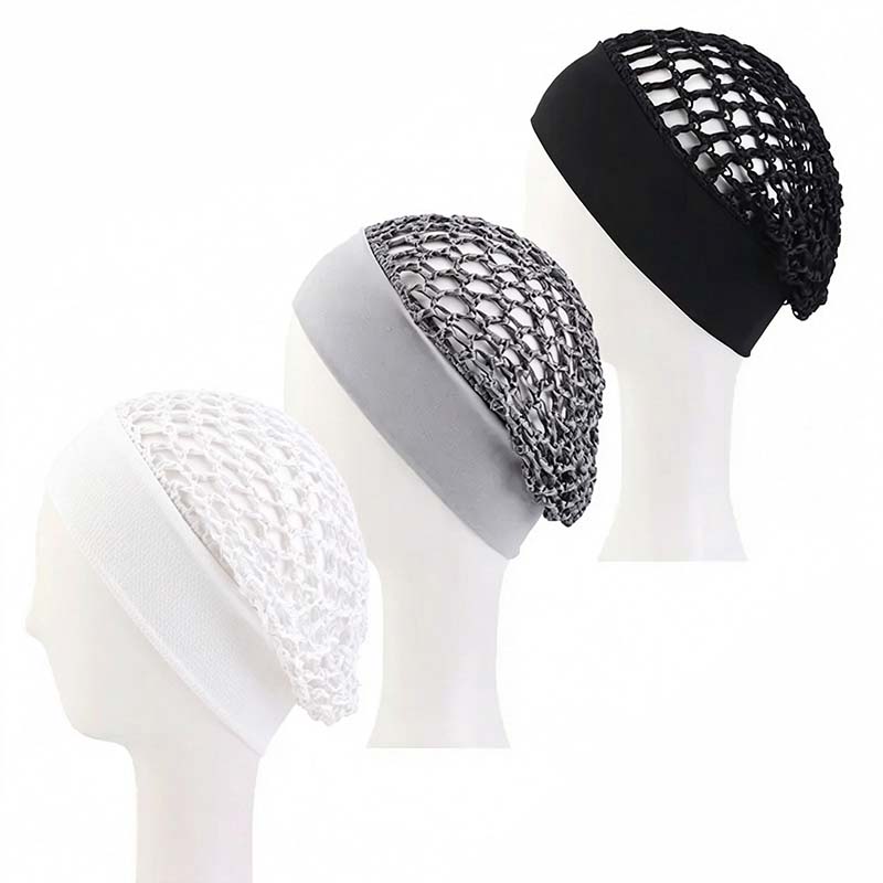 3-Piece Stretchy Wide-Edge Sleeping Cap Set, Soft Protection Bonnet for Nighttime Hair Care & Beauty💤