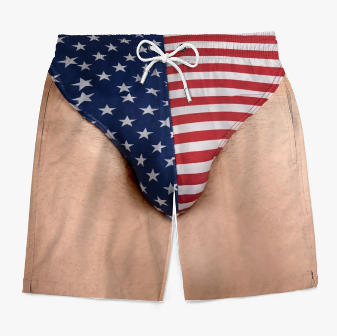 Custom Photo Patriotic Men's Swim Trunks - Freedom & Chill