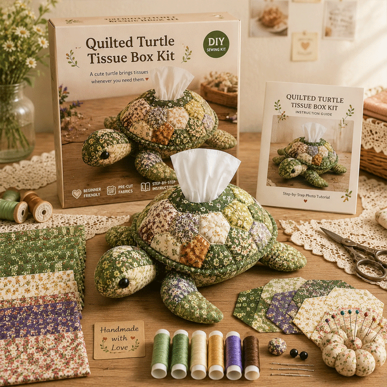 🧵 Quilted sea Animal Tissue Box DIY Kit💖