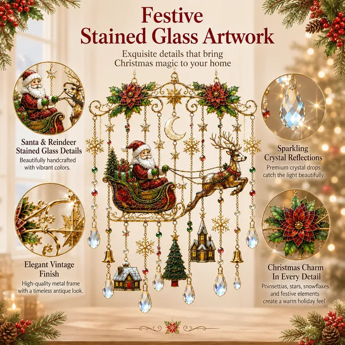49% OFF – 🎄Handmade Christmas Stained Glass Window Hanging✨