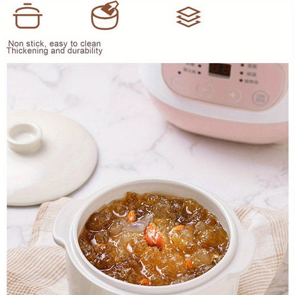 33.81oz Ceramic Stew Pot, Anti Dry Burn Ceramic Cooker with 24H Intelligent Reservation, for Porridge Rice Soup