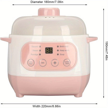 33.81oz Ceramic Stew Pot, Anti Dry Burn Ceramic Cooker with 24H Intelligent Reservation, for Porridge Rice Soup