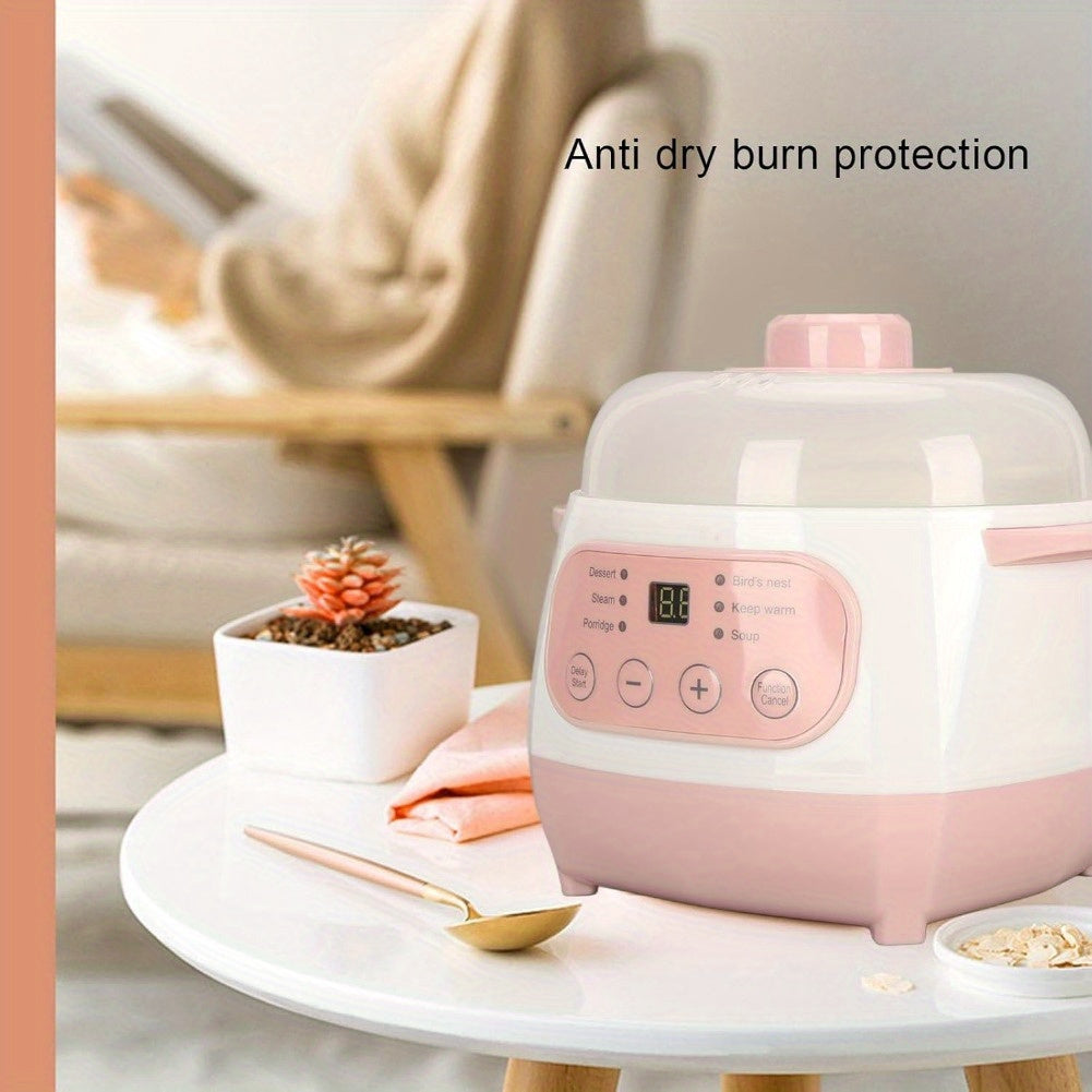33.81oz Ceramic Stew Pot, Anti Dry Burn Ceramic Cooker with 24H Intelligent Reservation, for Porridge Rice Soup