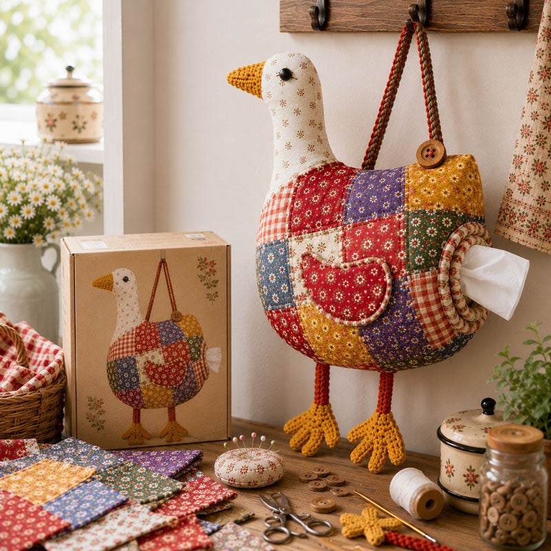 DIY Patchwork Farm Animal Tissue Holder Kit – Handmade Chicken, Goose & Duck Sewing Craft