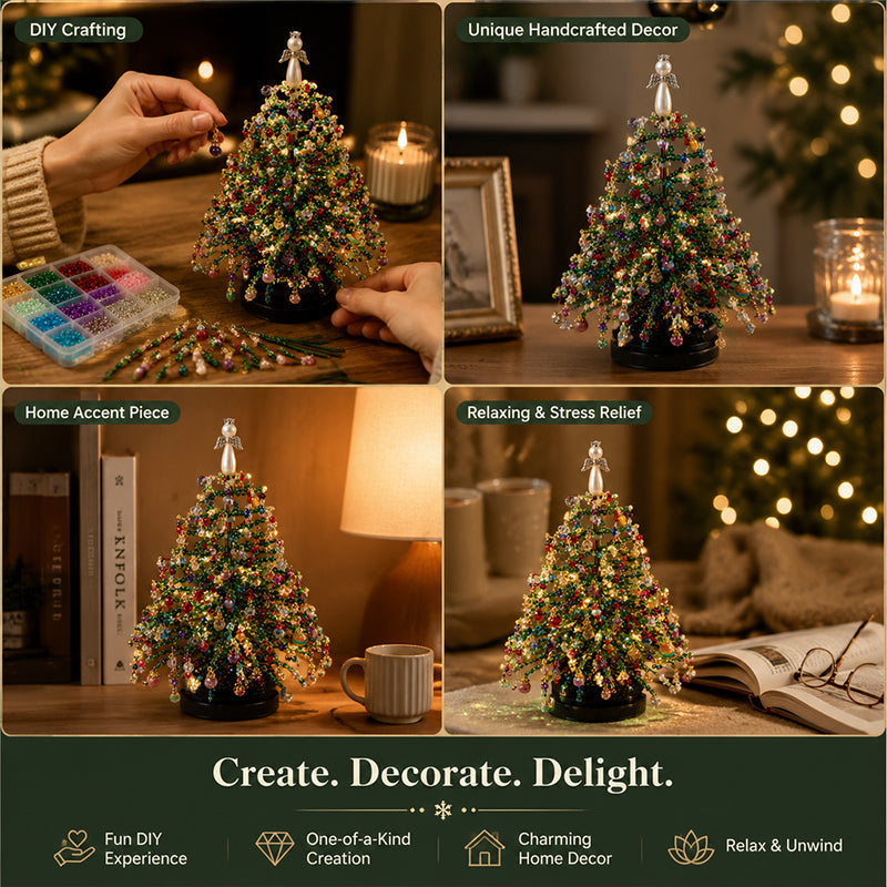 DIY Beaded Christmas Tree Craft Kit – Mini Tabletop Decoration | Festive Holiday Home Decor