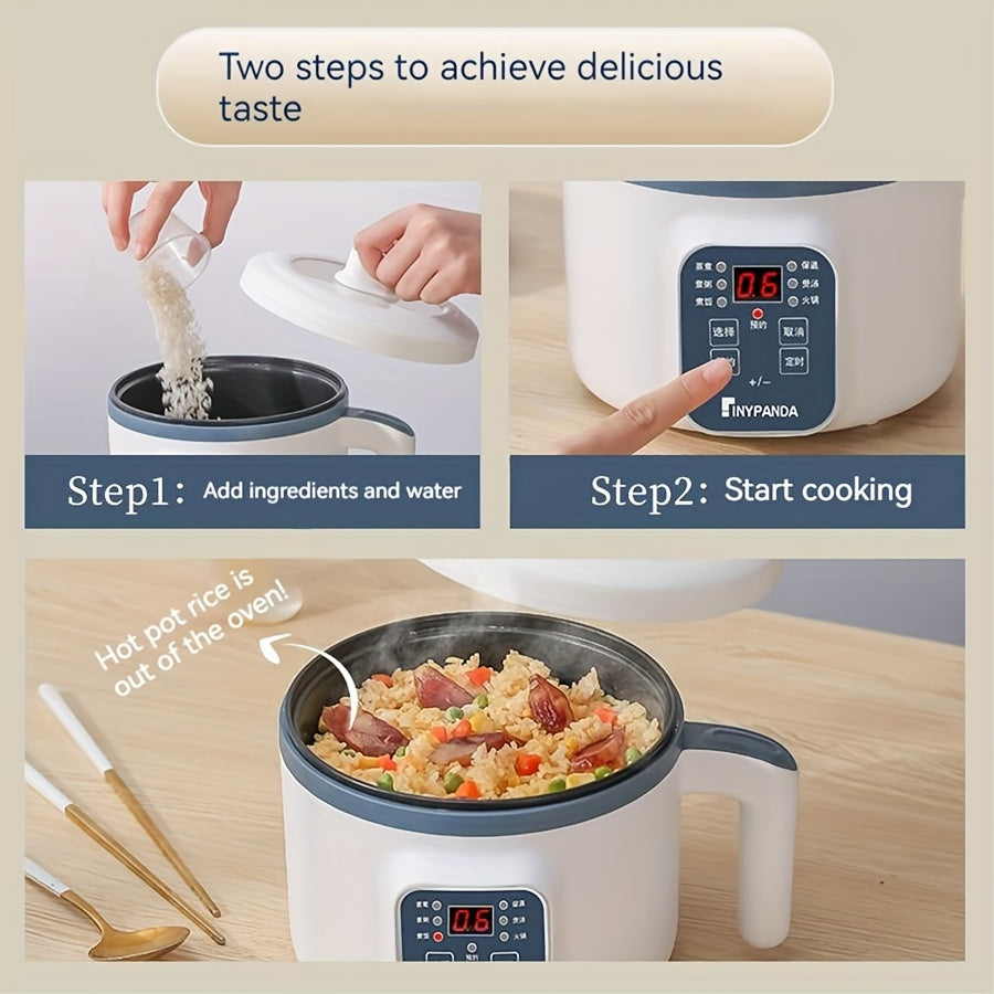 57.48oz Multifunctional Intelligent Electric Pot, Convenient Steaming And Cooking Integrated Pot, Overheating And Drying Protection, 6 Cooking Modes, Mini Steamer, Double-layer Non Stick Pot, Suitable For 1-2 People, Rice, Soup, Pasta, Steak, Etc