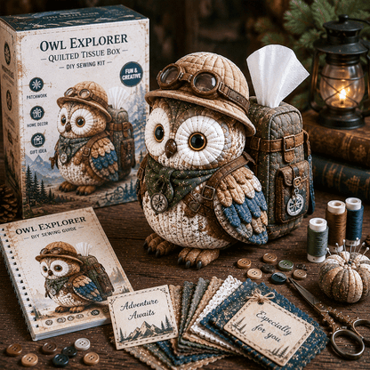 🦉Wise Owl Quilted Tissue Box DIY Sewing Kit