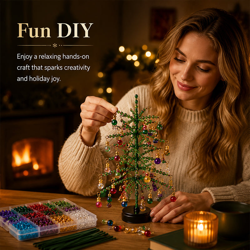 DIY Beaded Christmas Tree Craft Kit – Mini Tabletop Decoration | Festive Holiday Home Decor