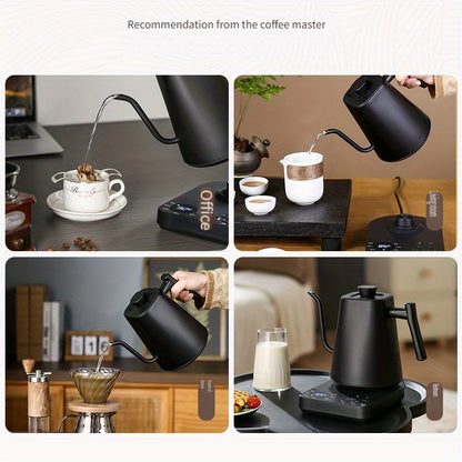 Swan Neck Hand Brewing Kettle | Stainless Steel, 304 Material, 1200W Power, 16.91-33.81oz Capacity, Smart Temperature Control for Coffee and Tea