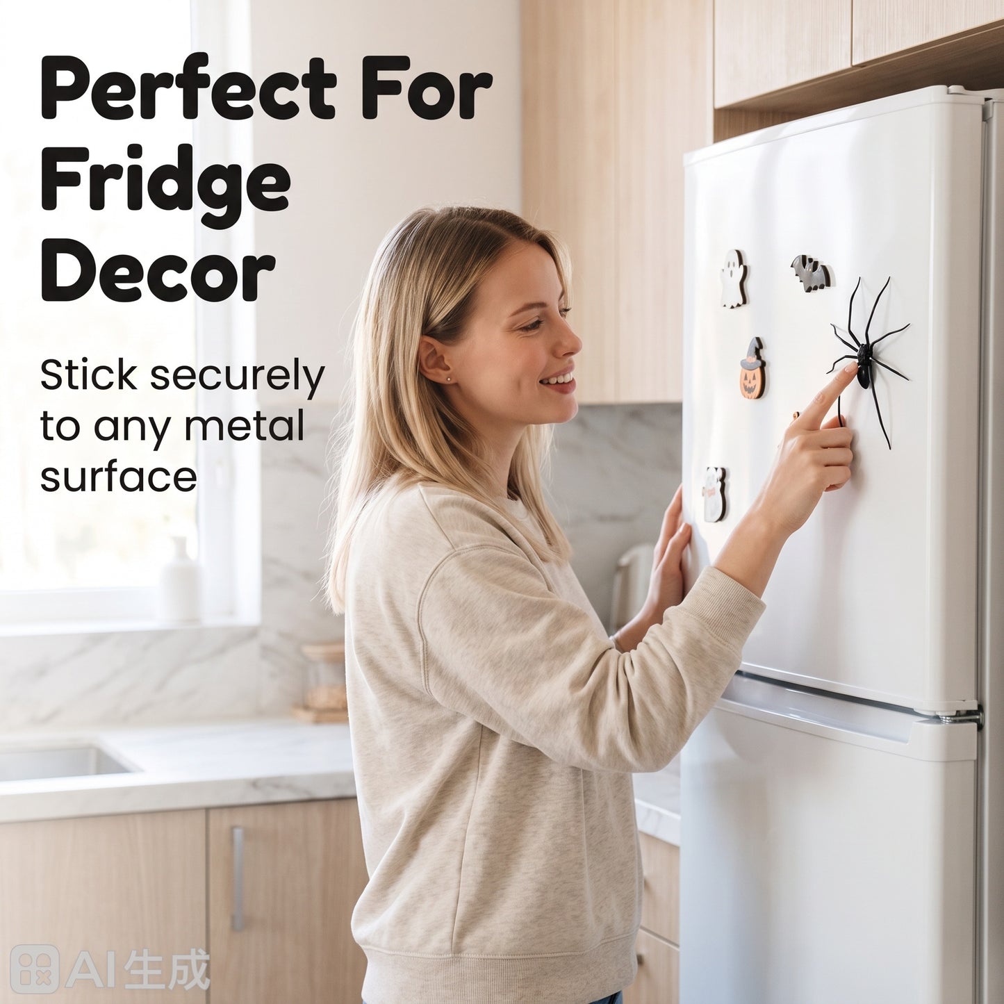 🕷 2026 Upgraded Glow-in-the-Dark Realistic Spider Magnetic Fridge Sticker – Halloween Prank Decor for Kitchen, Car & Home