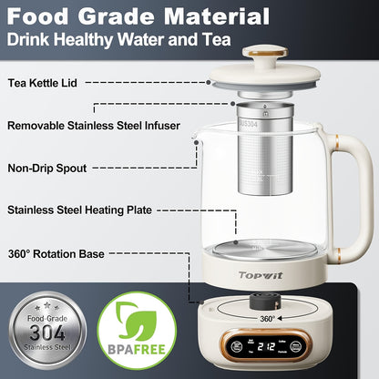 Multifunctional Electric Kettle, 11 Temperature Control And 4 Presets Glass Kettle with Removable Infuser, 27.05oz Electric Kettle for Coffee, Formula, Tea Maker with 8H Keep Warm, Boil-Dry Protection