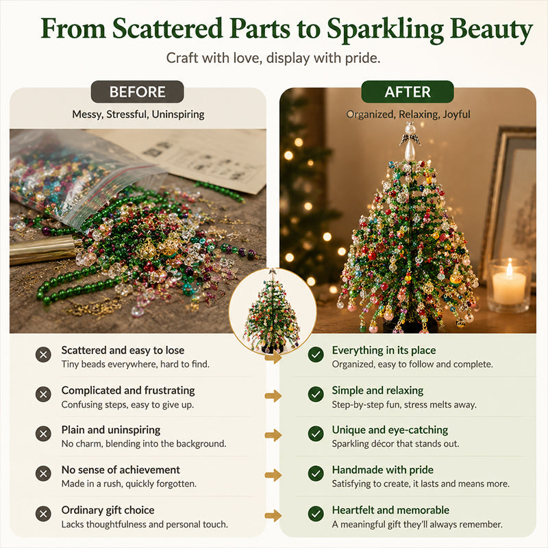 DIY Beaded Christmas Tree Craft Kit – Mini Tabletop Decoration | Festive Holiday Home Decor