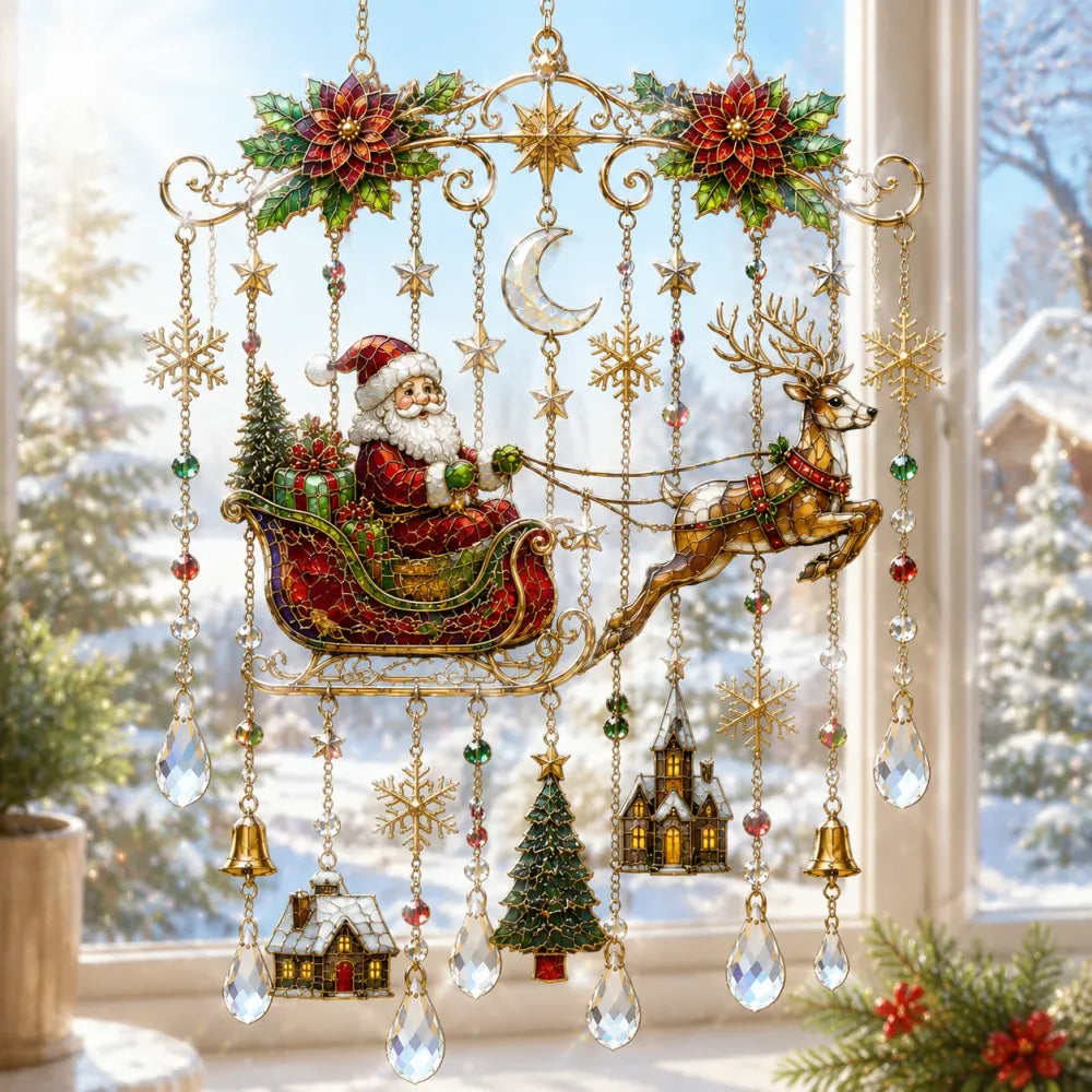 49% OFF – 🎄Handmade Christmas Stained Glass Window Hanging✨