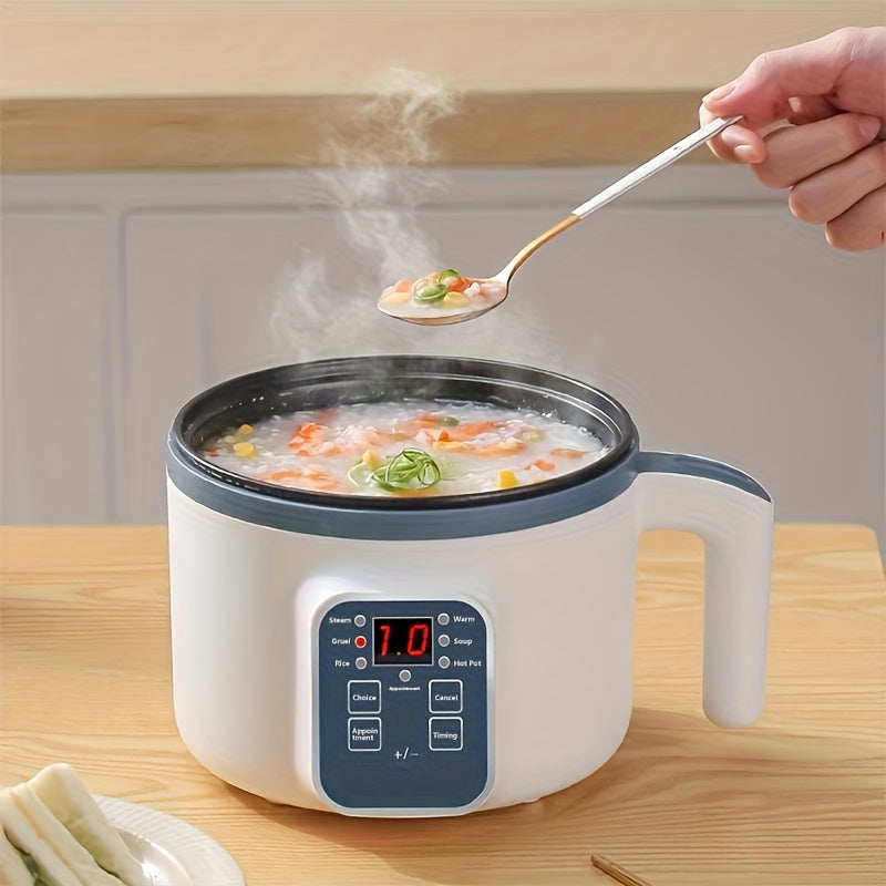 57.48oz Multifunctional Intelligent Electric Pot, Convenient Steaming And Cooking Integrated Pot, Overheating And Drying Protection, 6 Cooking Modes, Mini Steamer, Double-layer Non Stick Pot, Suitable For 1-2 People, Rice, Soup, Pasta, Steak, Etc