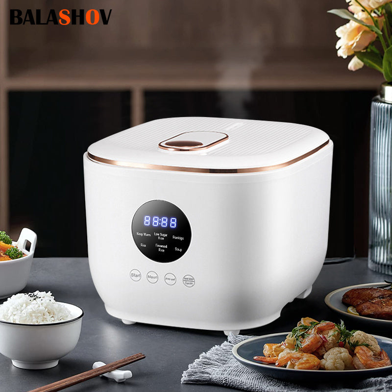 BALASHOV US Plug Multi Electric for rice Cooker, a Low-Sugar Cooking Device Featuring a Stainless Steel Steamer, a Travel Pot with a Removable Ceramic Non-Stick Pot