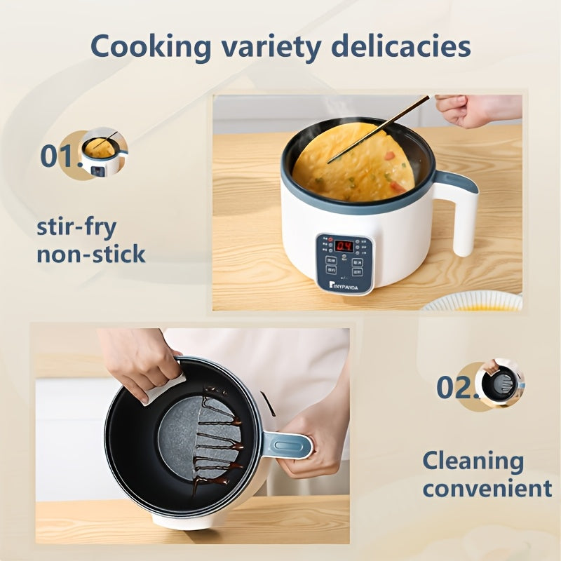 57.48oz Multifunctional Intelligent Electric Pot, Convenient Steaming And Cooking Integrated Pot, Overheating And Drying Protection, 6 Cooking Modes, Mini Steamer, Double-layer Non Stick Pot, Suitable For 1-2 People, Rice, Soup, Pasta, Steak, Etc