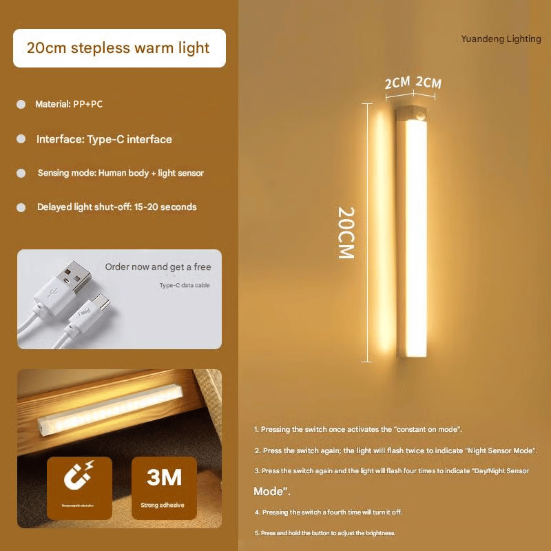 Punch-free Smart Sensor Magnetic Rechargeable LED Lights