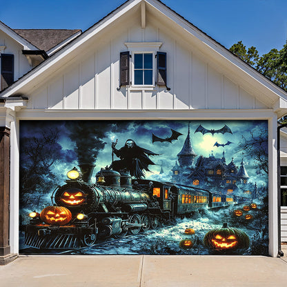 Halloween Garage Door Banner Decoration Grim Reaper Haunted Train