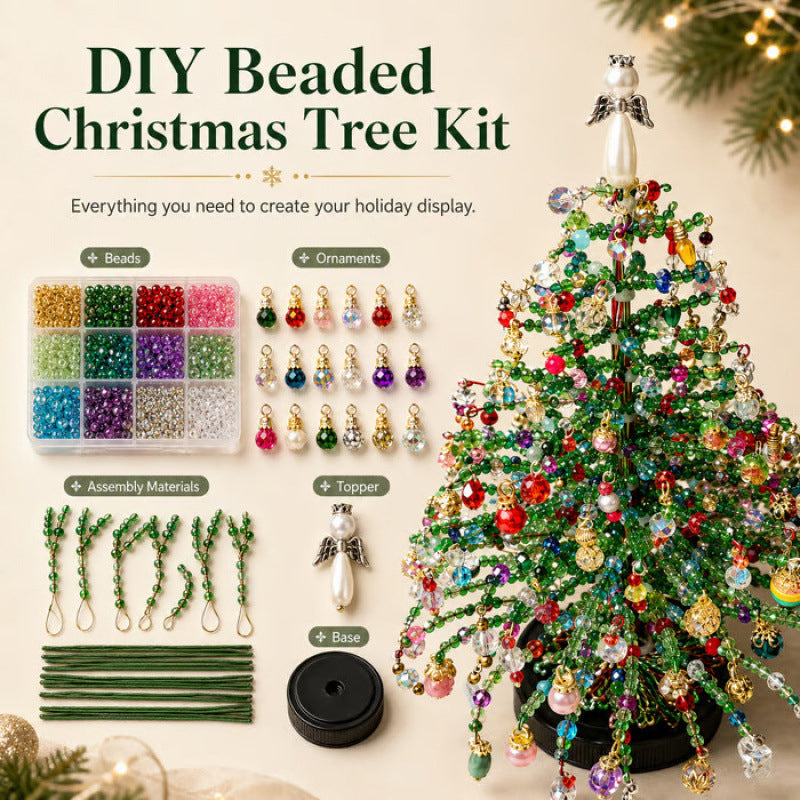 DIY Beaded Christmas Tree Craft Kit – Mini Tabletop Decoration | Festive Holiday Home Decor