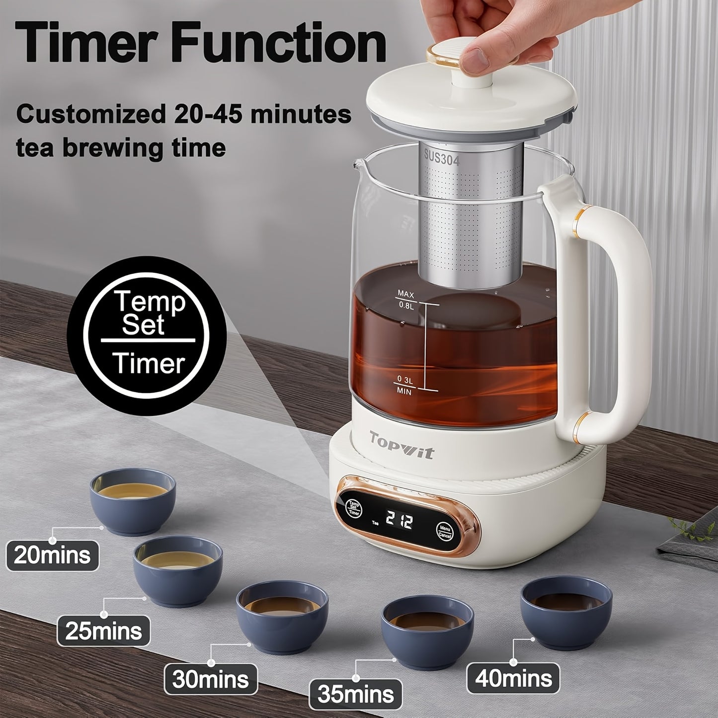 Multifunctional Electric Kettle, 11 Temperature Control And 4 Presets Glass Kettle with Removable Infuser, 27.05oz Electric Kettle for Coffee, Formula, Tea Maker with 8H Keep Warm, Boil-Dry Protection