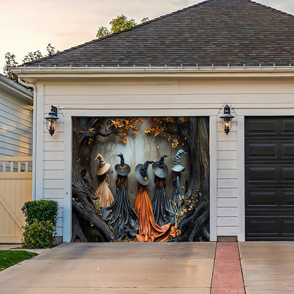 Witch Garage Door Banner Decoration Autumn Witch Gathering
