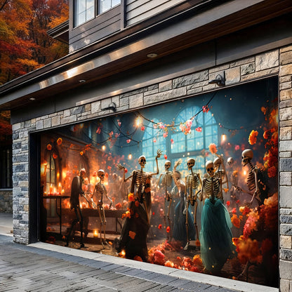 Lorva Halloween Garage Door Banner Decoration Party Skeleton Dance