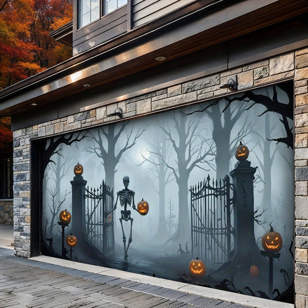 Garage Door Banner Decoration Death Skull Gate