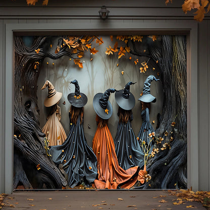Witch Garage Door Banner Decoration Autumn Witch Gathering
