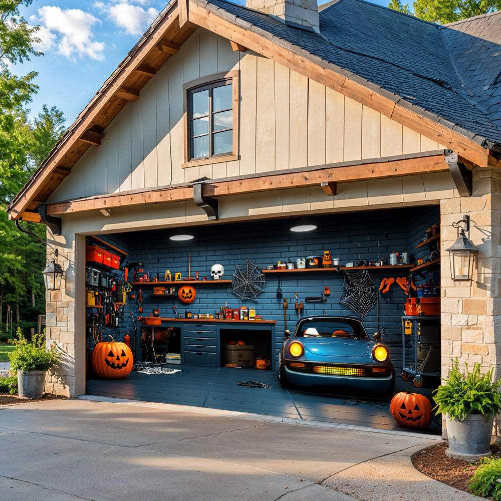 Halloween Garage Door Banner Decoration Spooky Muscle Car