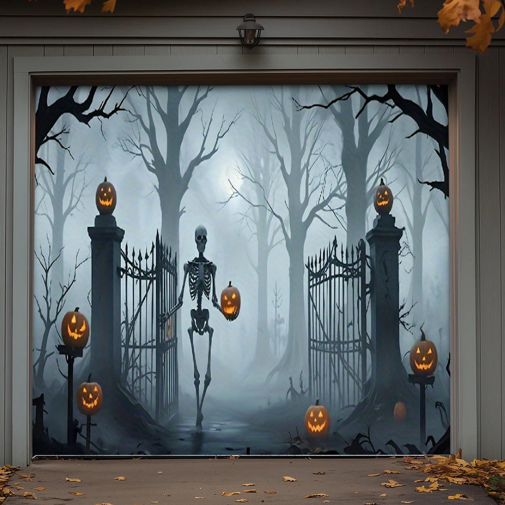 Garage Door Banner Decoration Death Skull Gate
