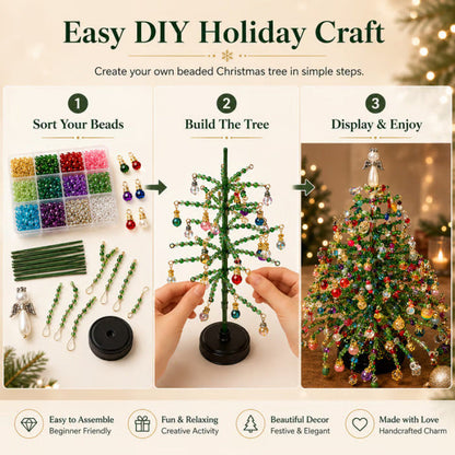 DIY Beaded Christmas Tree Craft Kit – Mini Tabletop Decoration | Festive Holiday Home Decor