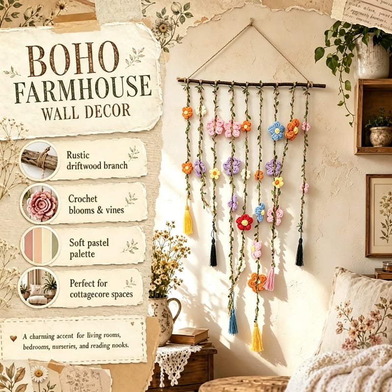 🌸Crochet Flower Wall Hanging Decor