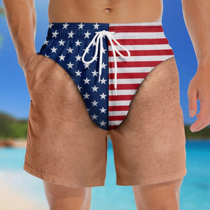 Custom Photo Patriotic Men's Swim Trunks - Freedom & Chill