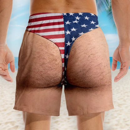 Custom Photo Patriotic Men's Swim Trunks - Freedom & Chill