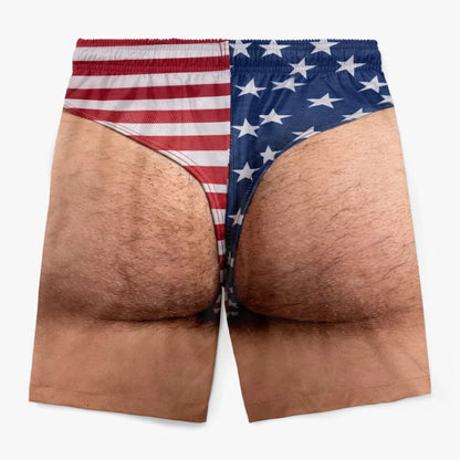 Custom Photo Patriotic Men's Swim Trunks - Freedom & Chill