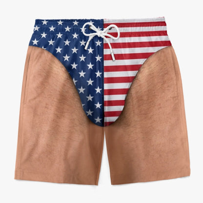 Custom Photo Patriotic Men's Swim Trunks - Freedom & Chill
