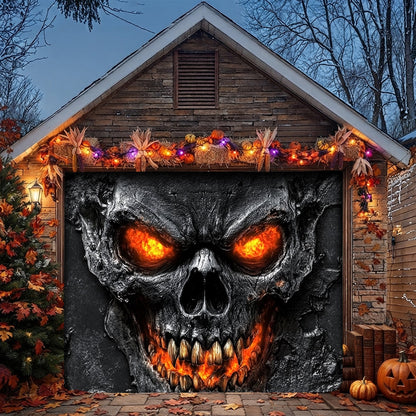 Halloween Garage Door Banner Decoration Hellfire Skull
