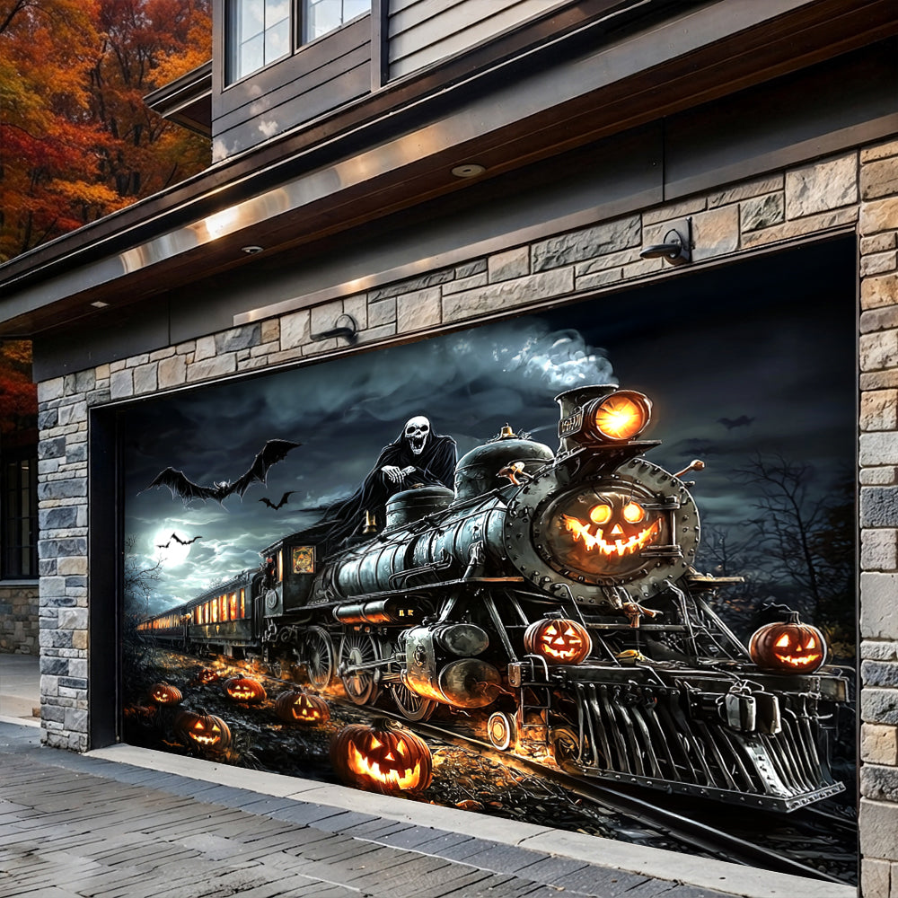 Halloween Garage Door Banner Decoration Halloween Ghost Train