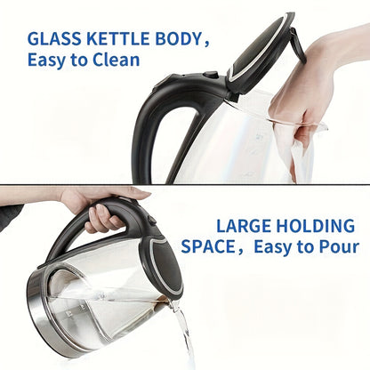 OCTAVO Electric Kettle 60.87oz Instant Hot Water Boiler with Borosilicate Glass, Auto Shut-Off & Cool-Touch Handle, Boil-Dry Protection Suitable for Coffee & Tea Maker, Plug, for, for Coffee Pot, for Tea Boiler, Instant Heater
