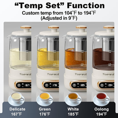Multifunctional Electric Kettle, 11 Temperature Control And 4 Presets Glass Kettle with Removable Infuser, 27.05oz Electric Kettle for Coffee, Formula, Tea Maker with 8H Keep Warm, Boil-Dry Protection