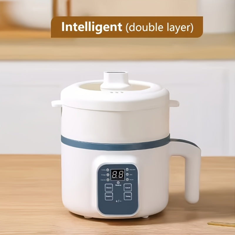 57.48oz Multifunctional Intelligent Electric Pot, Convenient Steaming And Cooking Integrated Pot, Overheating And Drying Protection, 6 Cooking Modes, Mini Steamer, Double-layer Non Stick Pot, Suitable For 1-2 People, Rice, Soup, Pasta, Steak, Etc