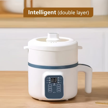 57.48oz Multifunctional Intelligent Electric Pot, Convenient Steaming And Cooking Integrated Pot, Overheating And Drying Protection, 6 Cooking Modes, Mini Steamer, Double-layer Non Stick Pot, Suitable For 1-2 People, Rice, Soup, Pasta, Steak, Etc