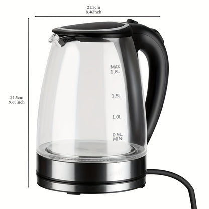 OCTAVO Electric Kettle 60.87oz Instant Hot Water Boiler with Borosilicate Glass, Auto Shut-Off & Cool-Touch Handle, Boil-Dry Protection Suitable for Coffee & Tea Maker, Plug, for, for Coffee Pot, for Tea Boiler, Instant Heater