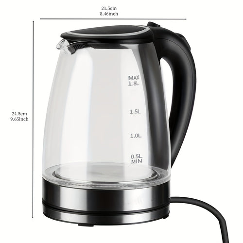 OCTAVO Electric Kettle 60.87oz Instant Hot Water Boiler with Borosilicate Glass, Auto Shut-Off & Cool-Touch Handle, Boil-Dry Protection Suitable for Coffee & Tea Maker, Plug, for, for Coffee Pot, for Tea Boiler, Instant Heater
