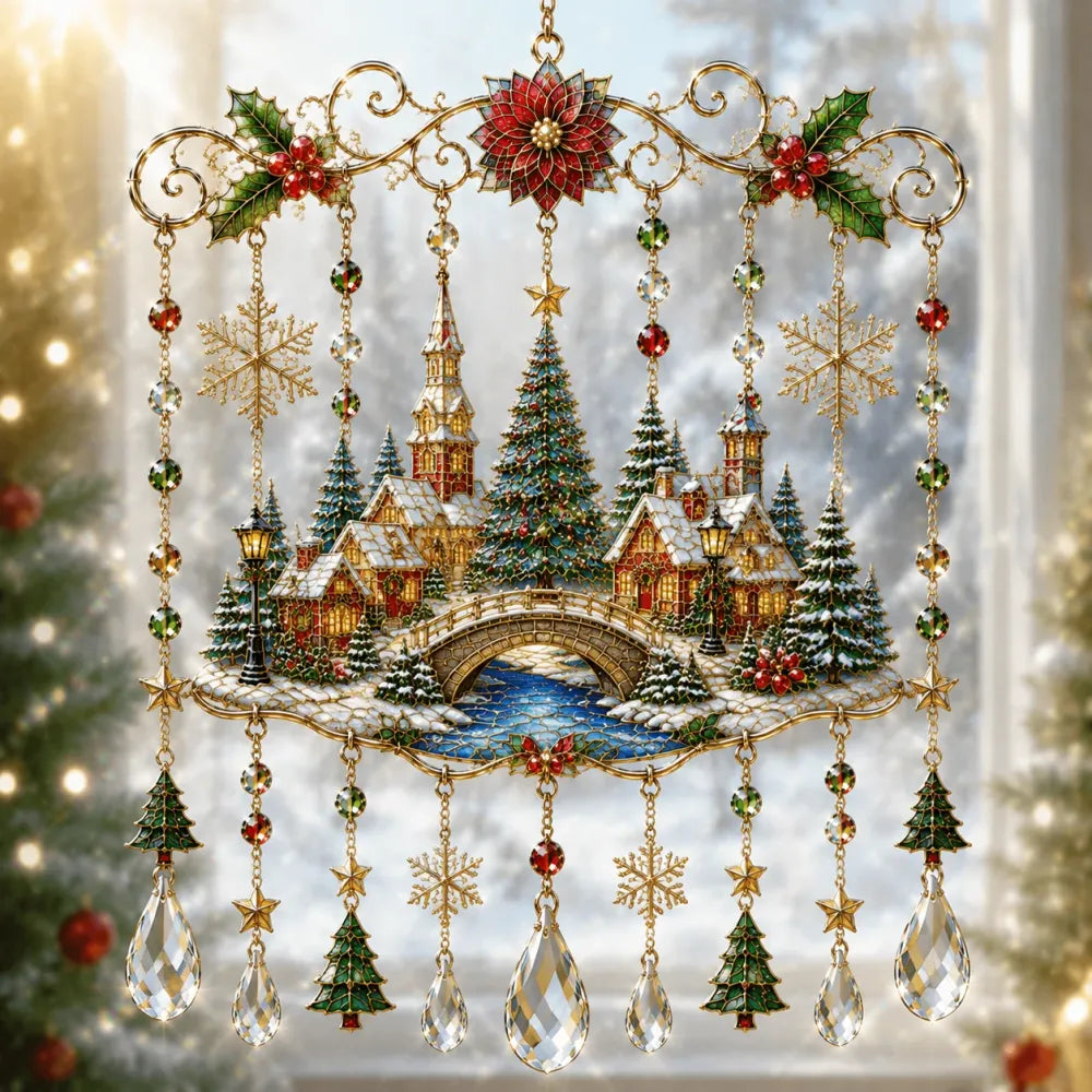 49% OFF – 🎄Handmade Christmas Stained Glass Window Hanging✨