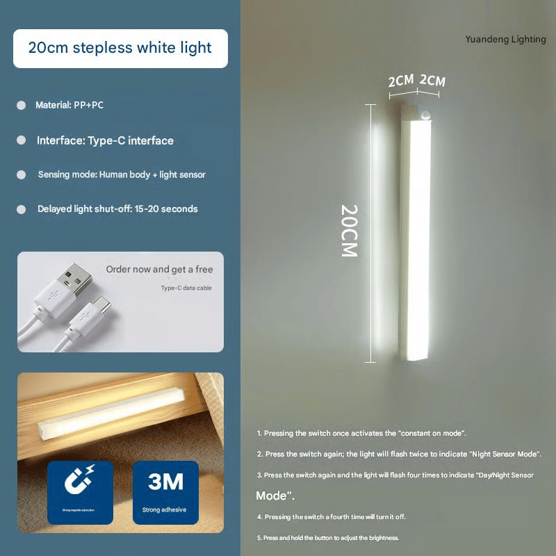 Punch-free Smart Sensor Magnetic Rechargeable LED Lights