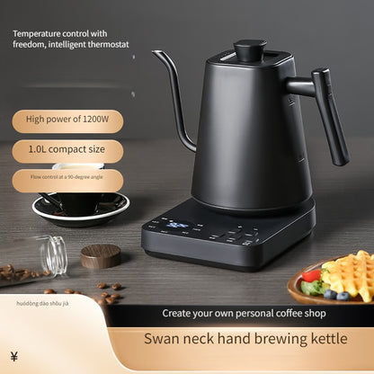 Swan Neck Hand Brewing Kettle | Stainless Steel, 304 Material, 1200W Power, 16.91-33.81oz Capacity, Smart Temperature Control for Coffee and Tea