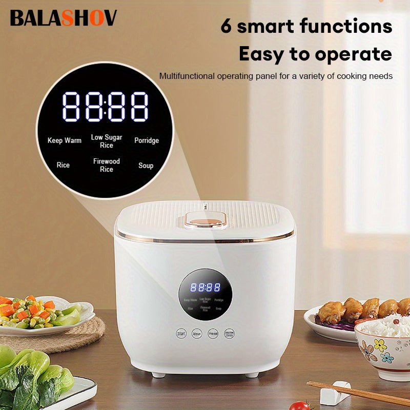 BALASHOV US Plug Multi Electric for rice Cooker, a Low-Sugar Cooking Device Featuring a Stainless Steel Steamer, a Travel Pot with a Removable Ceramic Non-Stick Pot