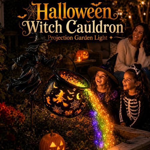 🎃🧙‍♀️Halloween Witch Cauldron Projection Garden Light – 🔥 Buy 2 Free Shipping
